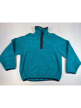 VTG Woolrich Men M Made in USA Teal Snap Pullover Fleece Jacket Retro Outdoor
